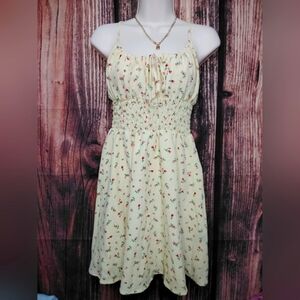 Speing Yellow Floral Print Summer Dress